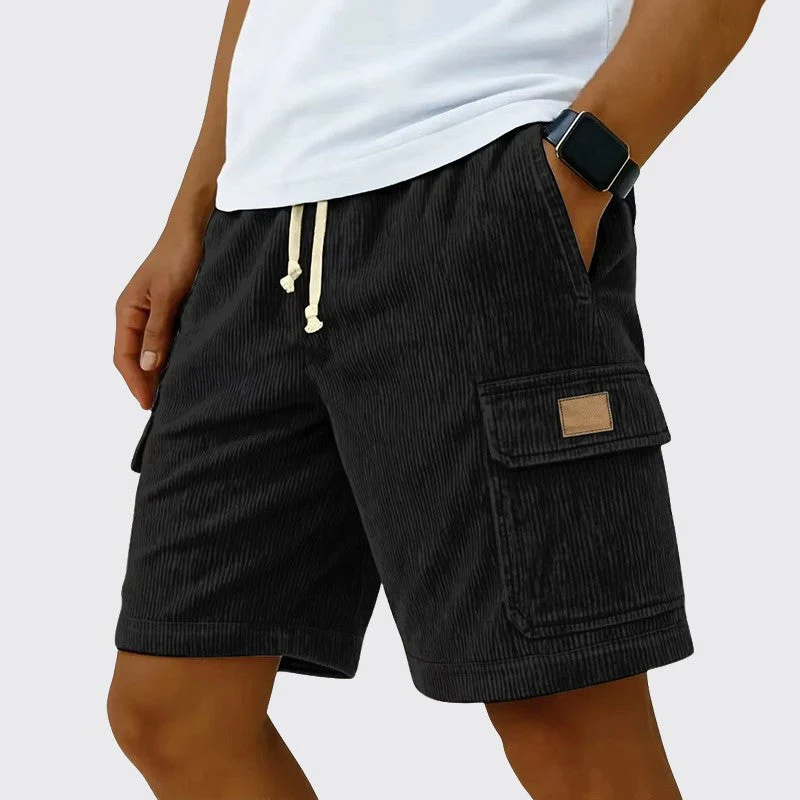 Timothy - Men's Corduroy Drawstring Cargo Linen Shorts - Image 2
