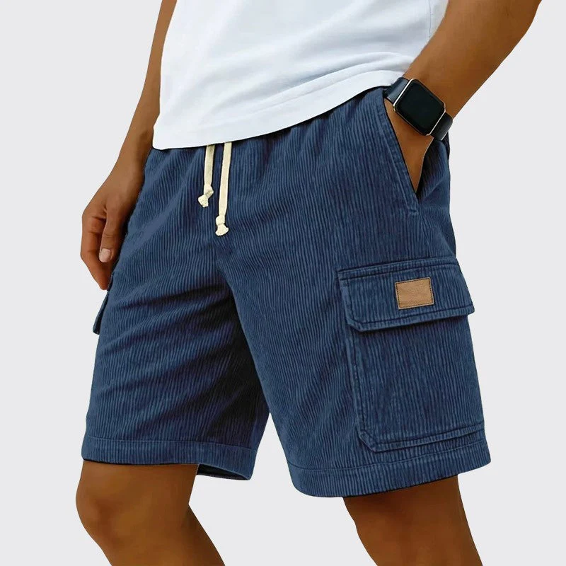Timothy - Men's Corduroy Drawstring Cargo Linen Shorts - Image 3