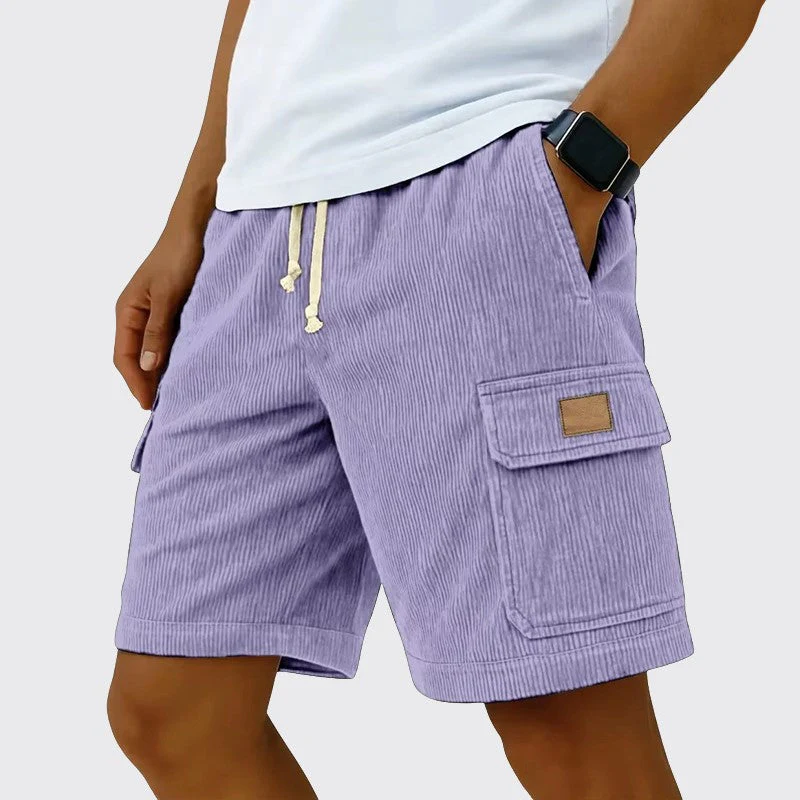Timothy - Men's Corduroy Drawstring Cargo Linen Shorts - Image 4