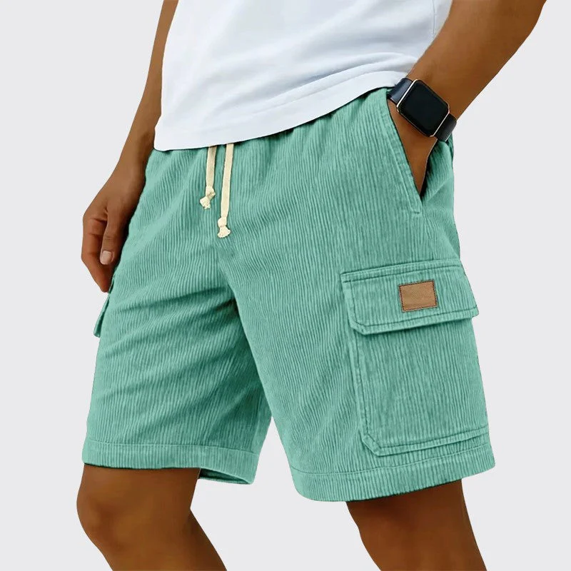 Timothy - Men's Corduroy Drawstring Cargo Linen Shorts - Image 5