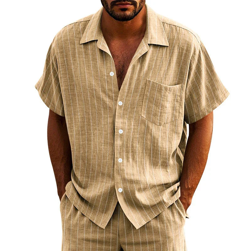 Timothy - Men's Relaxed Striped Short Sleeve Set
