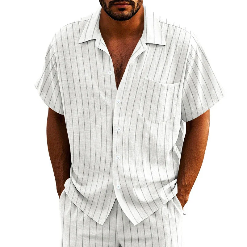 Timothy - Men's Relaxed Striped Short Sleeve Set - Image 2