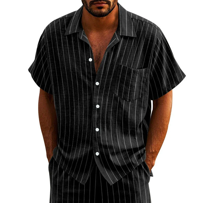 Timothy - Men's Relaxed Striped Short Sleeve Set - Image 5