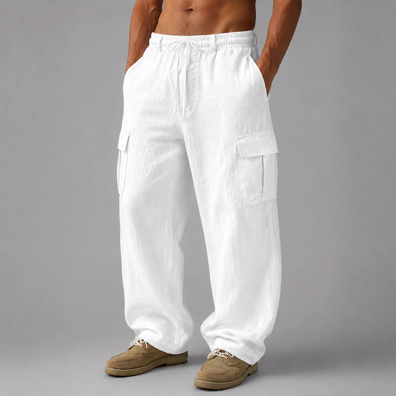 Travis - Men's Linen Cargo Pants - Image 3