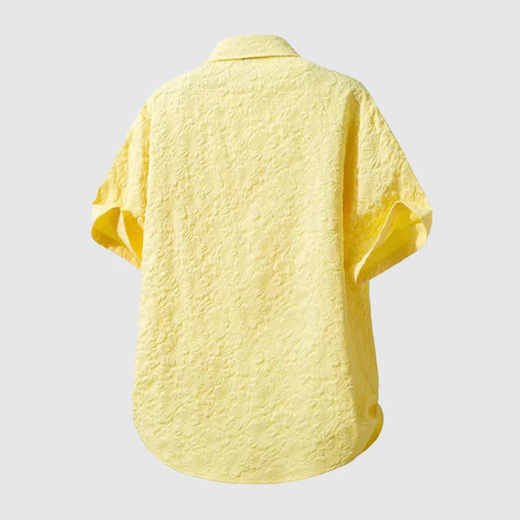 Trevor - Men's Cotton Textured Floral Short Sleeve Shirt - Image 5