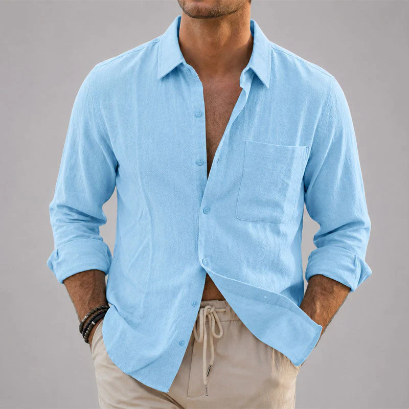 Trevor - Men's Relaxed Linen Button-Up Shirt