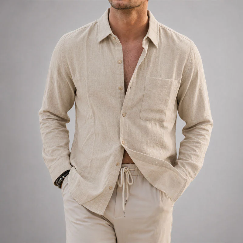 Trevor - Men's Relaxed Linen Button-Up Shirt - Image 3