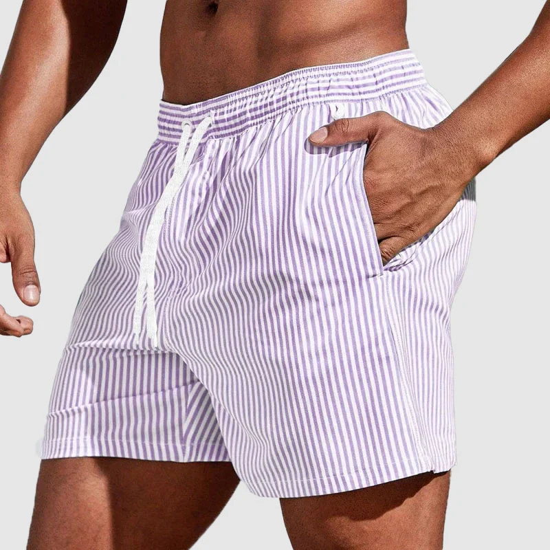 Tyler - Men's Quick-Dry Striped Swim Shorts - Image 4