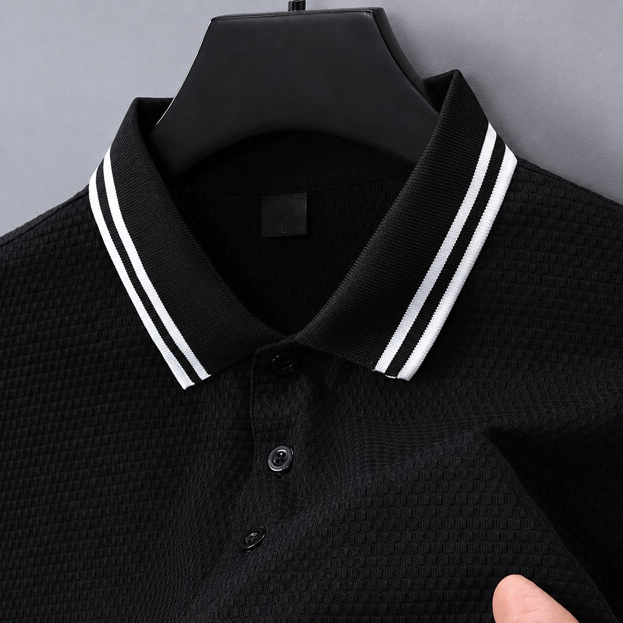 Tyler - Men's Textured Contrast Collar Polo Shirt - Image 2