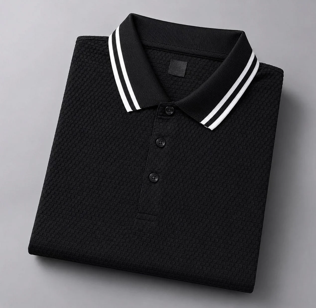 Tyler - Men's Textured Contrast Collar Polo Shirt - Image 3