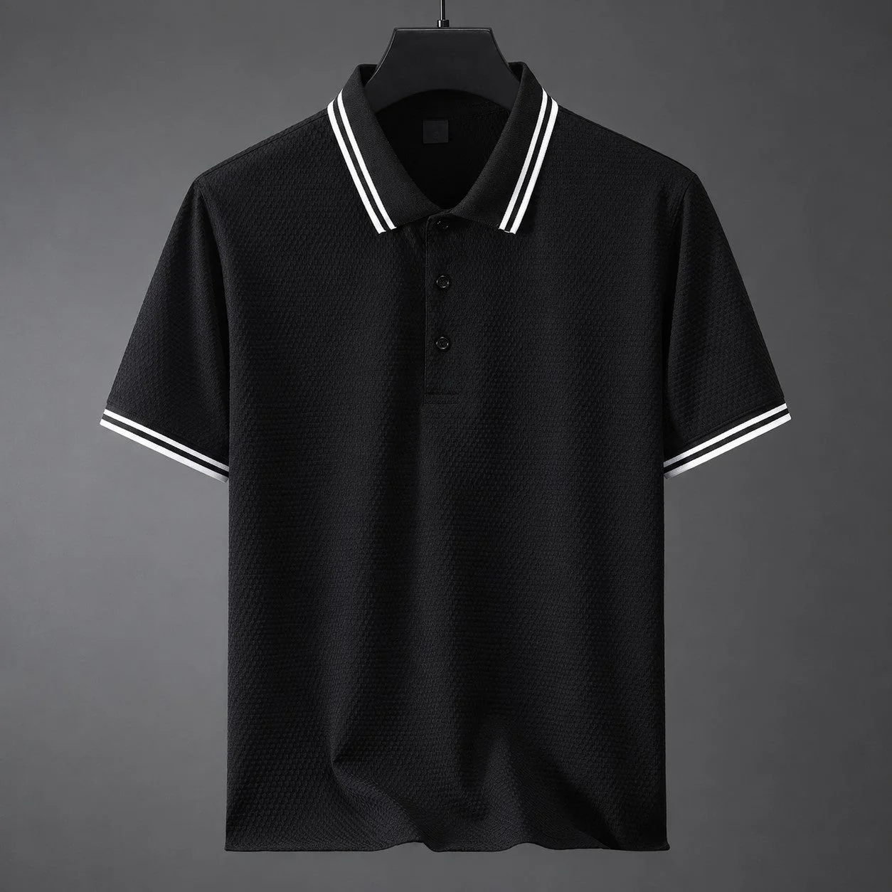 Tyler - Men's Textured Contrast Collar Polo Shirt - Image 4