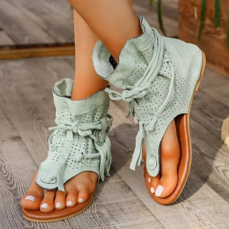 Valentina Rossi Flat Sandals with Decorative Fringe - Image 6
