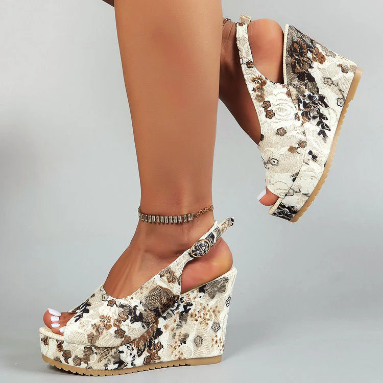 Valentina Rossi Floral Wedge Sandals - Image 6