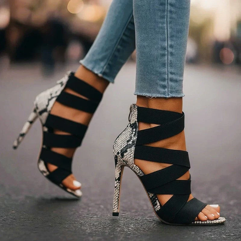 Valentina Rossi High Heel Sandals with Animal Print - Image 3
