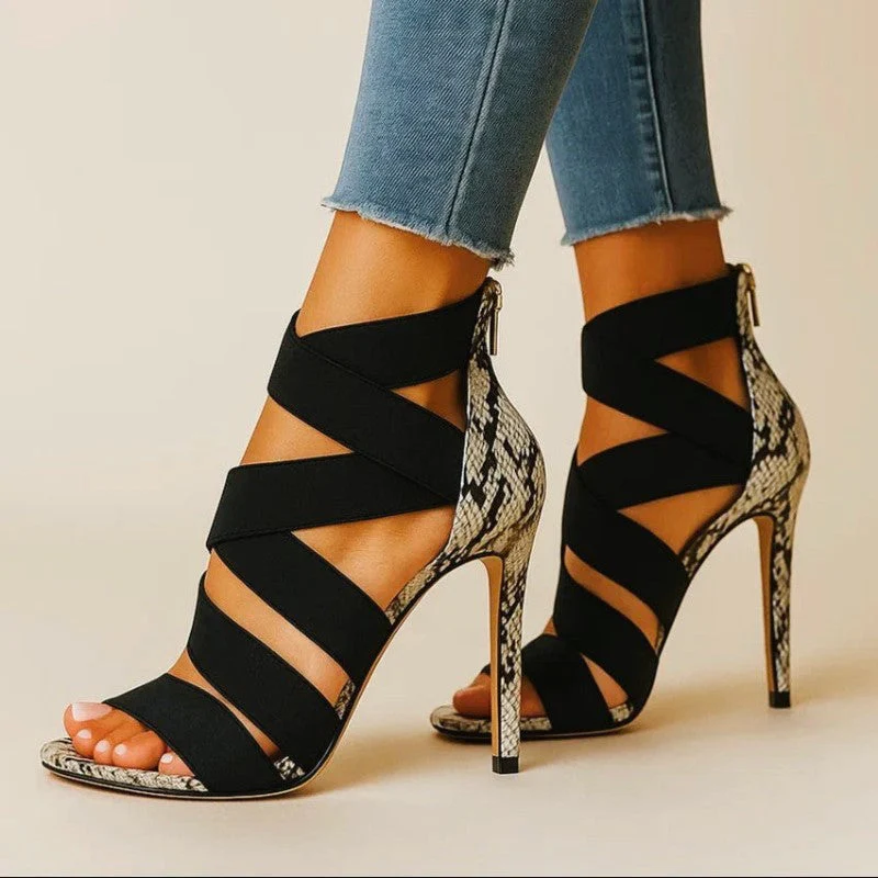 Valentina Rossi High Heel Sandals with Animal Print - Image 4