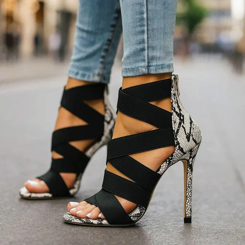 Valentina Rossi High Heel Sandals with Animal Print - Image 5