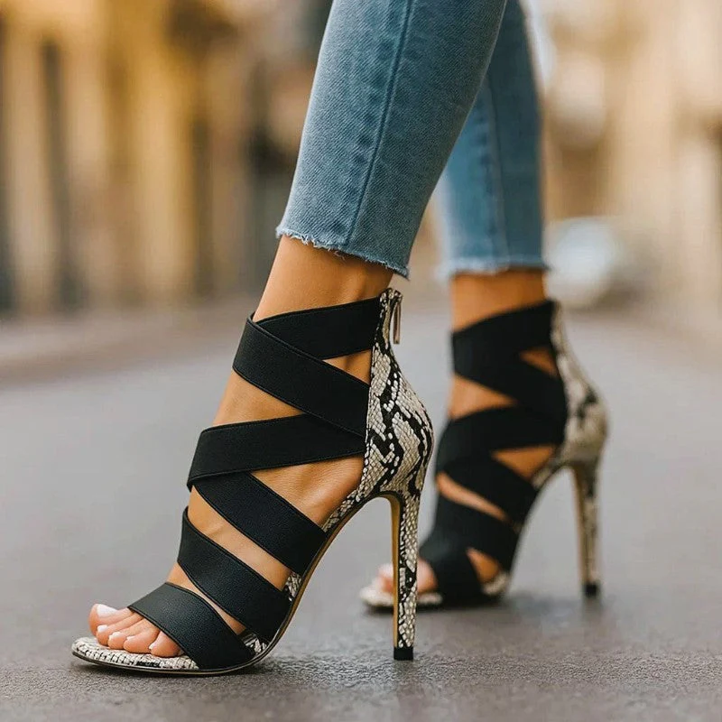 Valentina Rossi High Heel Sandals with Animal Print - Image 6