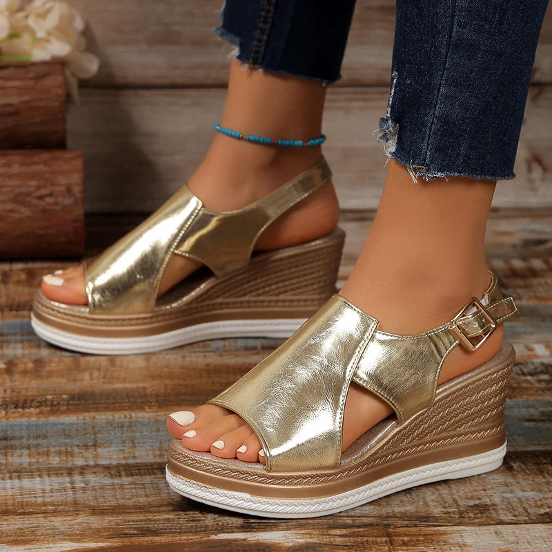 Valentina Rossi Metallic Platform Sandals - Image 4
