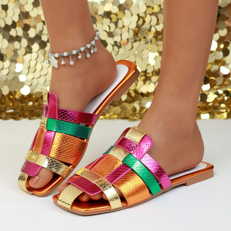 Valentina Rossi Multicolor Strap Flat Sandals - Image 5