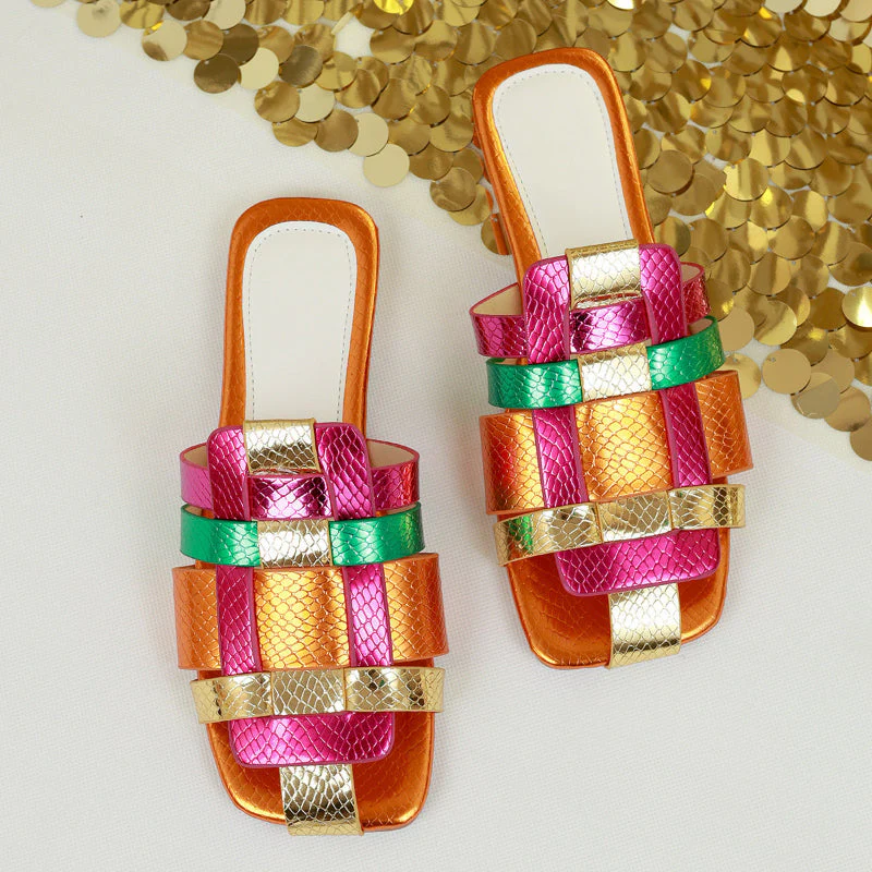 Valentina Rossi Multicolor Strap Flat Sandals - Image 6