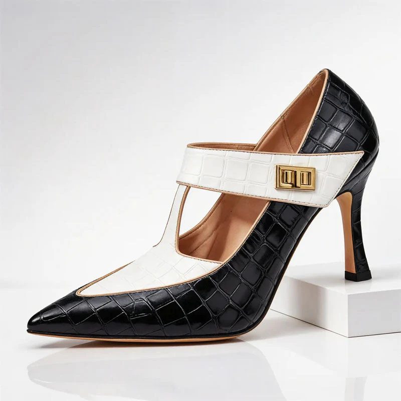 Valentina Rossi Pointed Toe T-Strap Heels - Image 2
