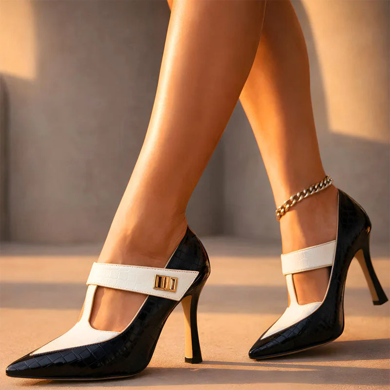 Valentina Rossi Pointed Toe T-Strap Heels - Image 6