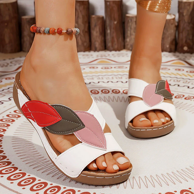 Valentina Rossi Slide Sandals with Leaf Design - Image 5