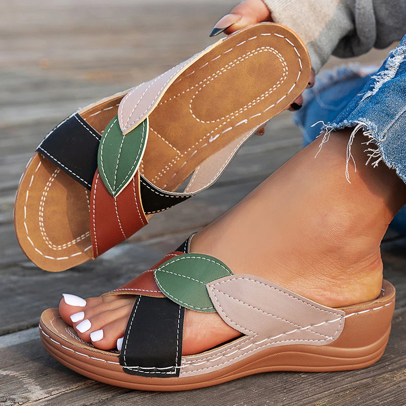 Valentina Rossi Slide Sandals with Leaf Design - Image 6