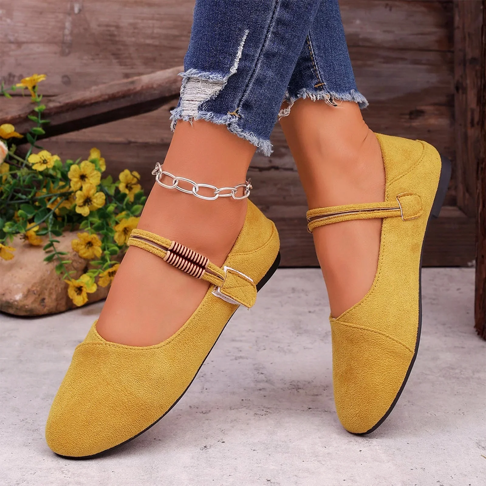 Valentina Rossi Suede Mary Jane Flats - Image 2