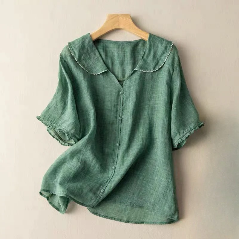 Valentina Rossi Textured Blouse with Scalloped Collar - Image 2